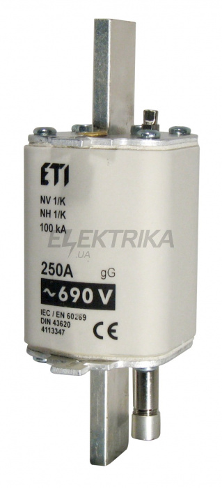 Плавка вставка запобіжник ETI NH1/K gG 100A/690V 004113342