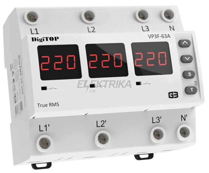 Реле напруги digitop 63А (VP-3F63A M6R)