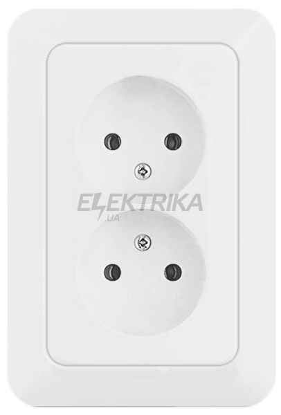 Розетка подвійна без заземлення, білий, 16A, 250V, Tango, Elektro-Praga