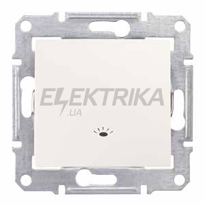 Вимикач 1-кнопковий кнопковий із символом "світло" Schneider Electric Sedna слонова кістка (SDN0900123)