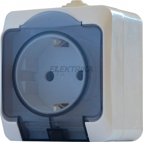 Розетка з прозорою кришкою 2Р+PEРЗ16-З-IP44N