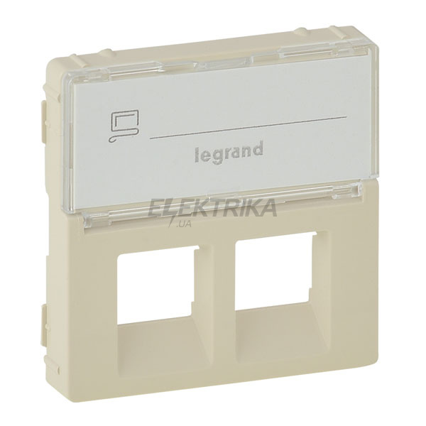 Панель лицьова розетки RJ11+RJ45 з тримачем маркування, слонова кістка, Valena LIFE