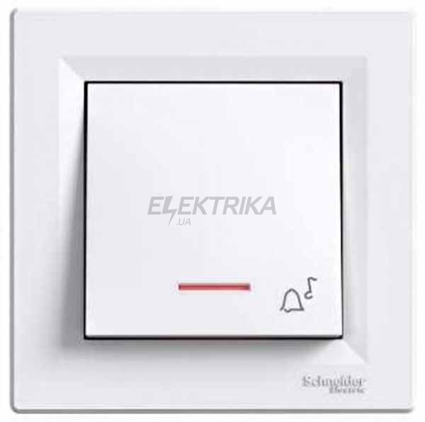 Вимикач "Дзвінок" кнопковий Schneider Electric Asfora з підсвічуванням білий (EPH1700121)