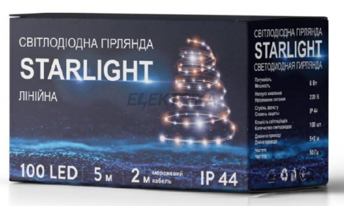 Гірлянда вулична STARLIGHT лінійна теплий білий Flash 100LED IP44 чорний 5м (000057274)