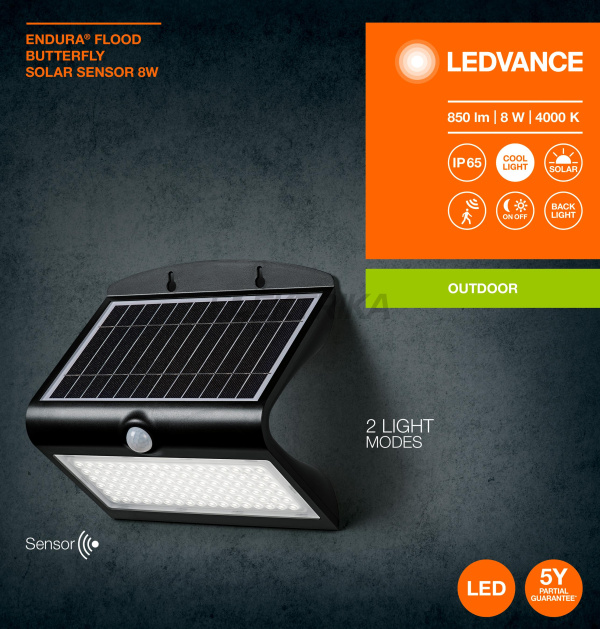 Світильник на сонячній батареї ENDURA Solar Butterfly 8W/840 850lm (4099854089695)