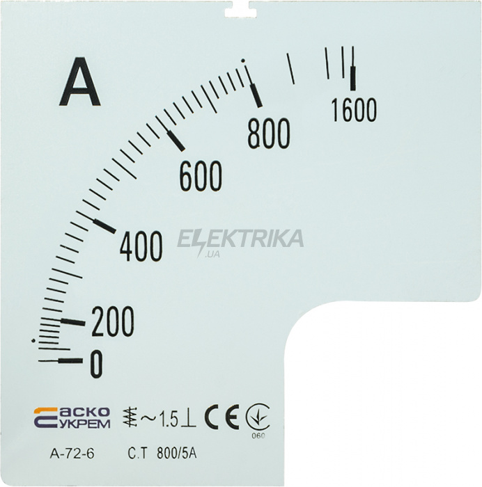 Шкала для амперметра А-72-6 АСКО-УКРЕМ 800/5А (A0190010076)