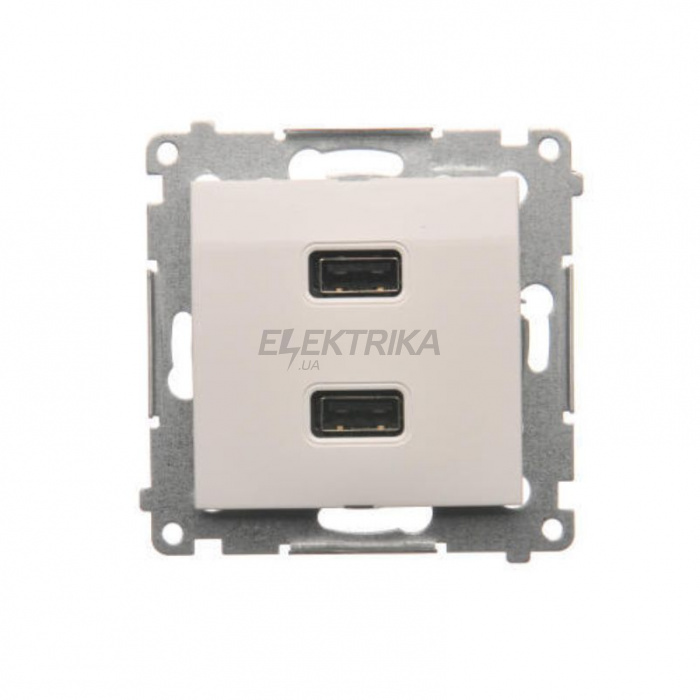 Розетка Simon 54 USB заряджання, подвійна, 2.1А, біла (DC2USB.01/11)