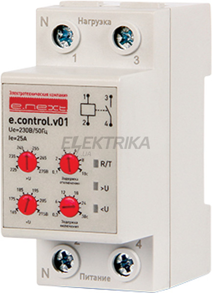 Реле контролю напруги однофазне e.control.v01, 25А