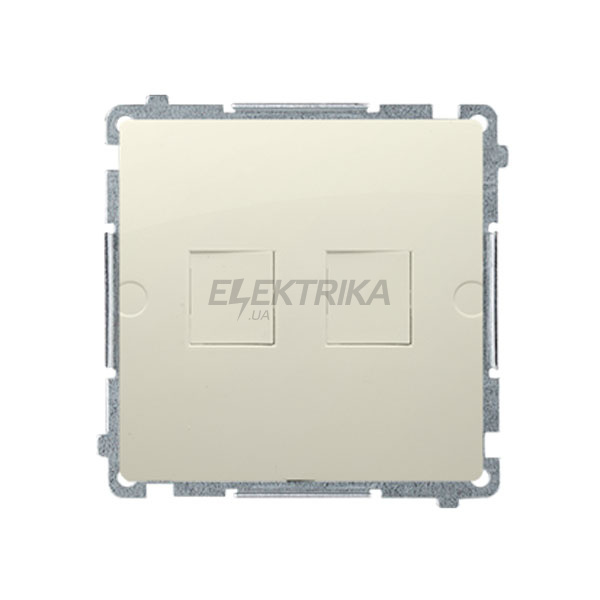 Адаптер Simon Basic 2xRJ45 Keystone металевий супорт, бежевий