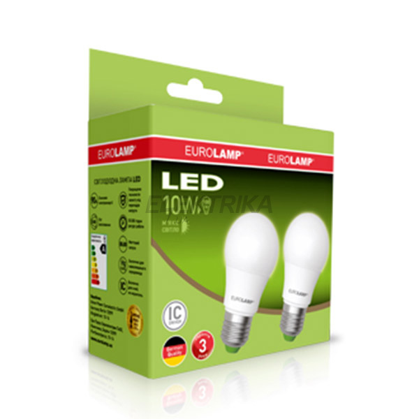 Промо-набір LED Лампа A60, 10Вт, E27, 3000K, акція "1+1"