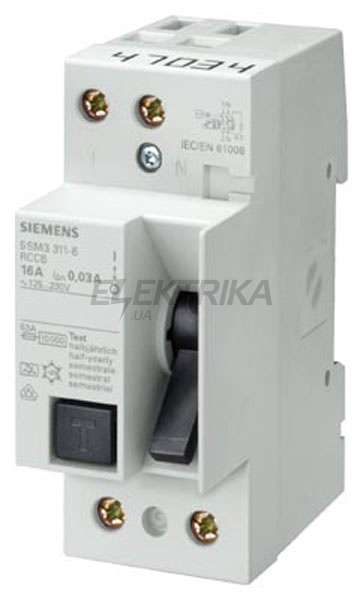 ДИФ.РЕЛЕ SIEMENS ТИП АС 2-ПОЛ., 63А/30МА 230В