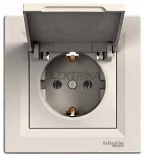Розетка Schneider Electric Asfora із заземленням, кришка кремовий (EPH3100123)