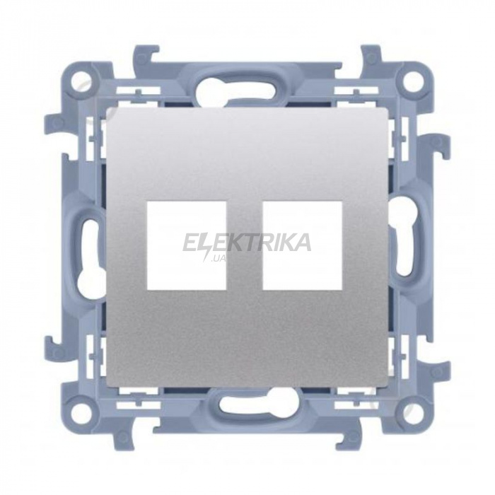  Розетка інформаційна SIMON10 під 2 x RJ45 Keystone, срібло (CKP2.01/43)