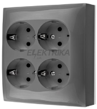 Розетка четверна AQUACLICK IP20, сірий (ACGSZN4/16)