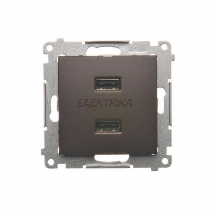 Розетка Simon 54 USB заряджання, подвійна, 2.1А, коричнева (DC2USB.01/46)