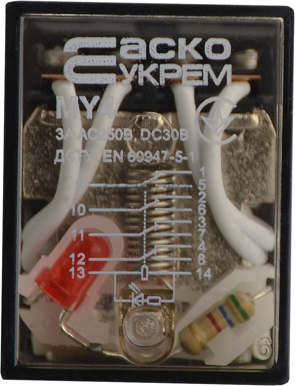 Реле проміжне АСКО-УКРЕМ МY4 (DC 12 V) (A0090010025)