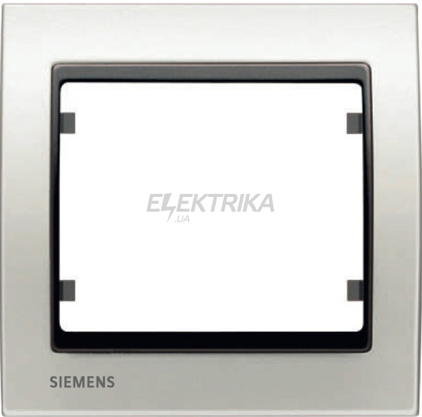 Рамка 1 пост Siemens Mega білий перламутровий пласт. вставка чорний коссо (S22001 BPC)