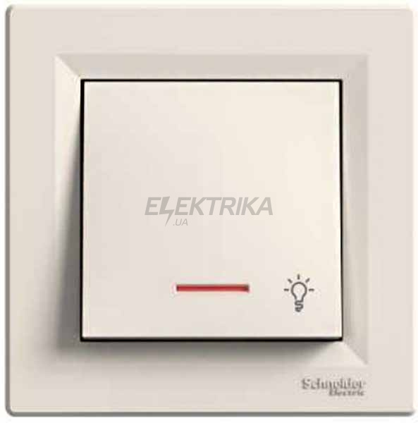 Вимикач "Світло" кнопковий Schneider Electric Asfora з підсвічуванням кремовий (EPH1800123)