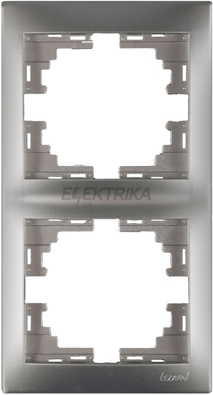 Рамка 2 поста вертикальна Lezard Mira б/вст металік сірий (701-1000-152)