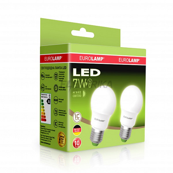 Промо-набір EUROLAMP LED Лампа A50 7W E27 3000K акція "1+1"