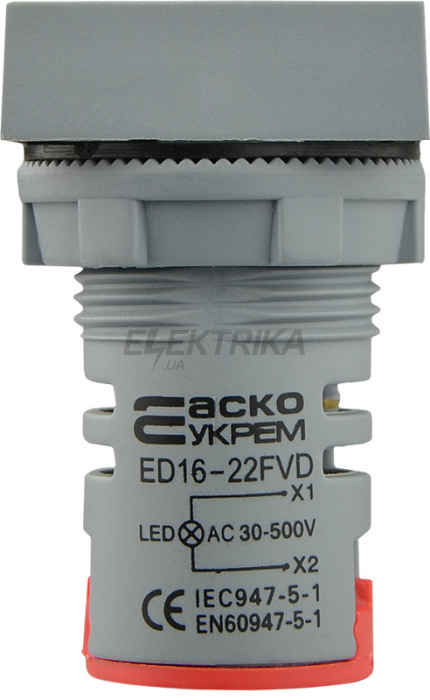 Вольтметр цифровий АСКО-УКРЕМ ED16-22 FVD 30-500В АС червоний (A0190010035)