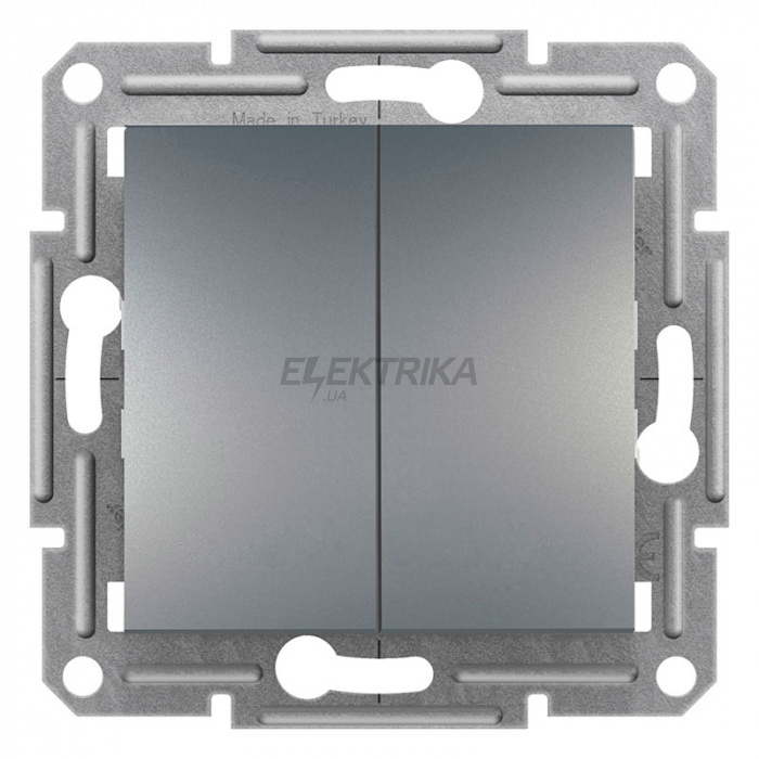 Вимикач двоклавішний кнопковий Schneider Electric Asfora сталь (EPH1100162)