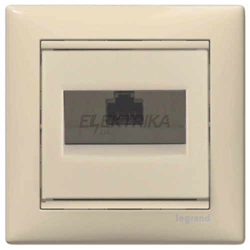 Інформаційна розетка кат.5е, RJ 45 UTP, 1-вихід, слонова кістка, із захватами, Valena