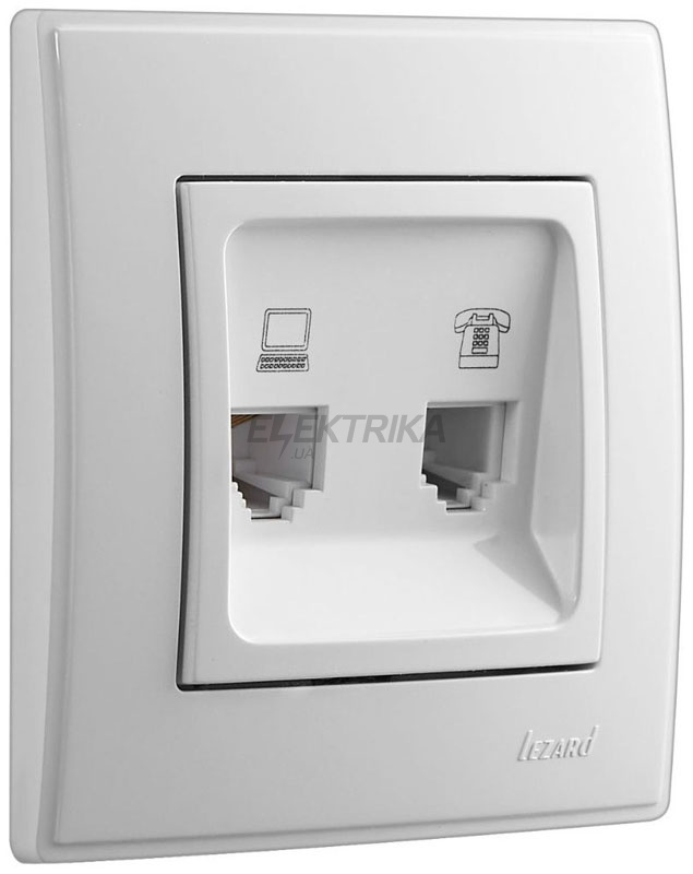 Розетка комп'ютерна + телефон Lezard Lesya білий (705-0202-143)