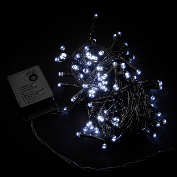 Гірлянда внутрішня DELUX STRING З 100LED 5m білий/чорний IP20 (90009493)