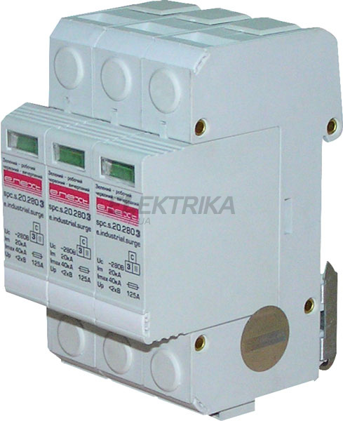 фотоРозрядник перенапруги e.industrial.surge.spc.s.20.385.3, клас С, 3р, 385В