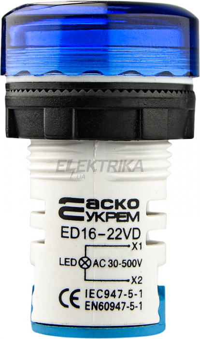 Вольтметр цифровий АСКО-УКРЕМ ED16-22 VD 30-500В АС синій (A0190010019)