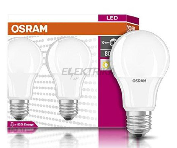Лампа світлодіодна, 2x1 Star Classic A60 10W/827 220-240V FR E27