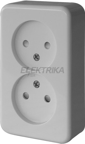 Розетка подвійна e.touch.1222.w без з/к, для зовнішнього монтажу, біла.