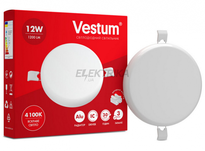 Світильник круглий без рамки Vestum LED 12W 4100K 220V (1-VS-5503)