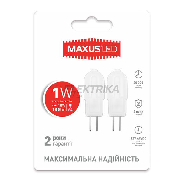 Лампа світлодіодна G4 1W 4100K 12V AC/DC (2-LED-206)