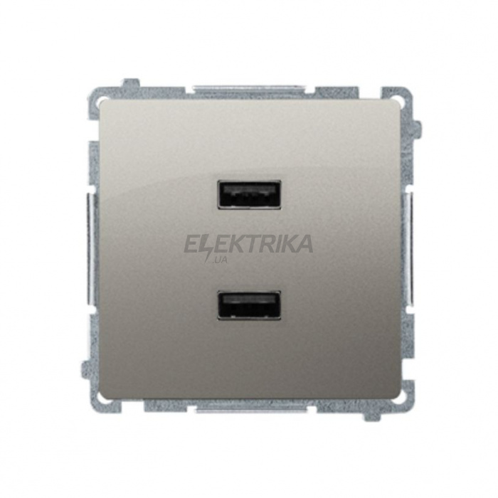 Розетка подвійна Simon Basic USB зарядка 2.1А сатин (BMC2USB.01/29)