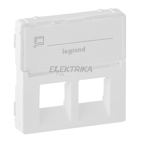 Панель лицьова розетки RJ11+RJ45 з тримачем маркування, білий, Valena LIFE