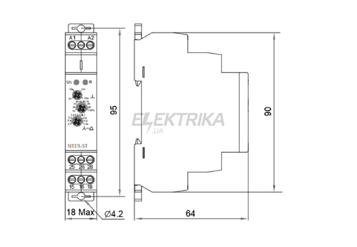 Реле часу зірка/трикутник NTE9-ST AC/DC 12-240V (A0010240010)