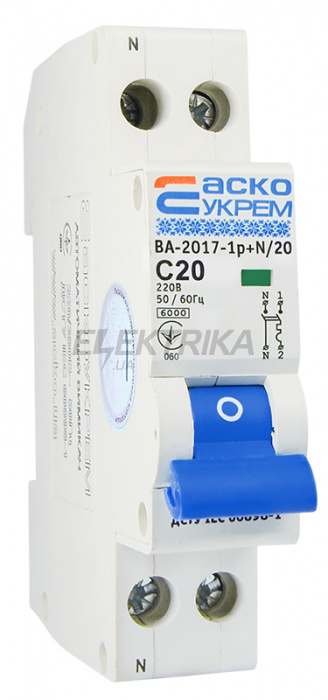 Автоматичний вимикач АСКО-УКРЕМ ВА-2017/C 1р+N 20А АСКО (A001017001013)