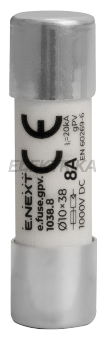 Запобіжник плавкий e.fuse.gpv.1038.8, 10x38, gPV, 8A, 1000VDC, 20kA (i0610114)