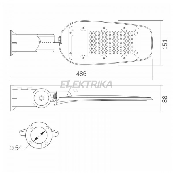 LED ліхтар вуличний VIDEX (поворотний) 50W 5000K Сірий (VL-SLе14-505)