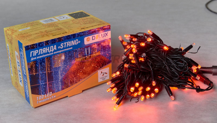 Гірлянда зовнішня DELUX STRING 100LED 10m (2*5m) червоний/чорний IP44 EN (90016601)