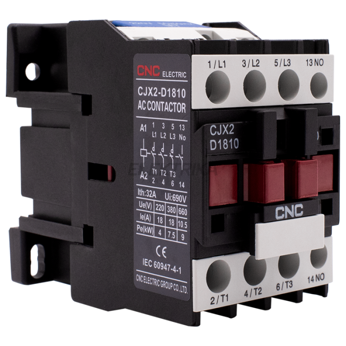 Електромагнітний контактор CNC CJX2-1810 7,5кВт 1NO 220В 18А (Б00029052)