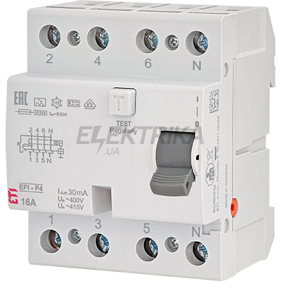Дифф.реле (ПЗВ) ETI EFI-P4 A 16/0.3 NL 002061830