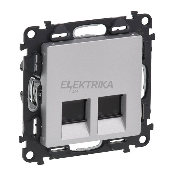 Розетка подвійна RJ45 Кат.5е UTP, алюміній, Valena LIFE