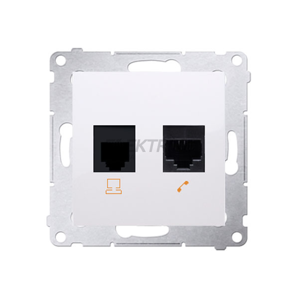 Розетка комп'ютерна RJ45 кат.5e + телефонна RJ12 Simon 54, білий