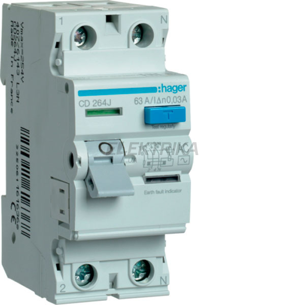 Пристрій захисного відключення 2P 63A 30mA AC