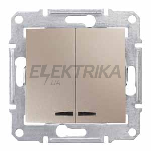 Вимикач двоклавішний з підсвідком Schneider Electric Sedna (сх.5) титан (SDN0300368)