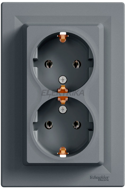 Розетка подвійна Schneider Electric Asfora із заземленням сталь (EPH9900162)