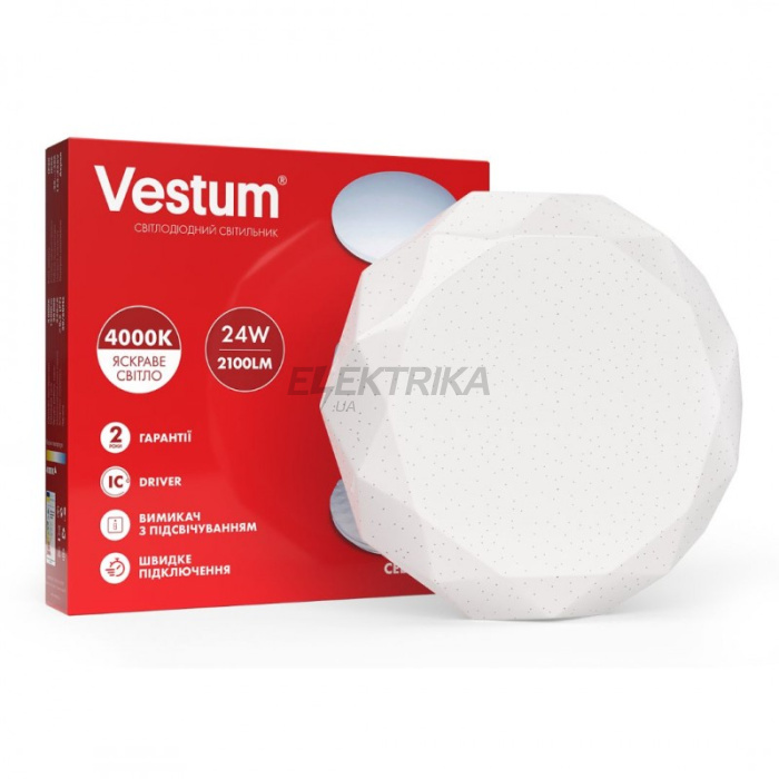 Світильник LED Vestum GEM 24W 385*75мм 4000K, 2100Lm без д/у (1-VS-8005)
